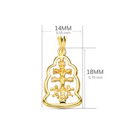 18K Colgante Cruz De Caravaca Orla Oro Amarillo 18X14 Mm