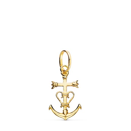 18K Colgante Cruz De La Camarga Oro Amarillo. 20 X 12 Mm