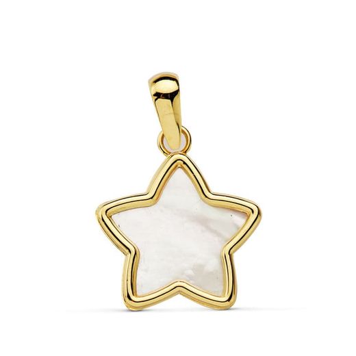 18K Colgante Estrella Nacar Oro Amarillo 12X12 Mm