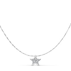 18K Colgante Estrella Oro Bicolor 6X6 Mm Cadena 42Cm