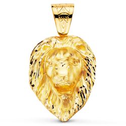 18K Colgante Leon Gigante Tallado Oro Amarillo 66X56 Mm
