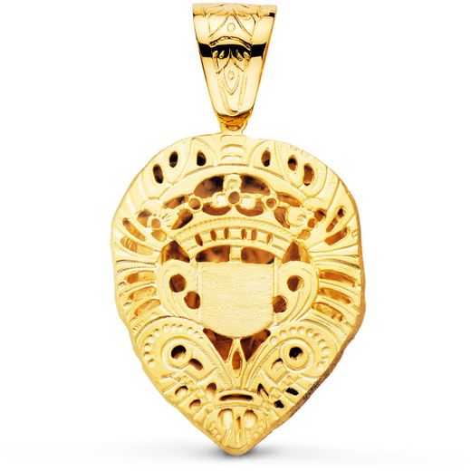18K Colgante Leon Gigante Tallado Oro Amarillo 66X56 Mm
