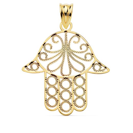 18K Colgante Mano De Fatima Oro Amarillo 24X19 Mm