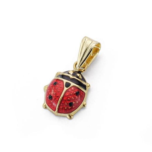 18K Colgante Mariquita. Esmalte 11X8 Mm