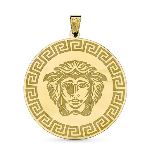 18K Colgante Medusa Oro Amarillo Greca 32X30 Mm