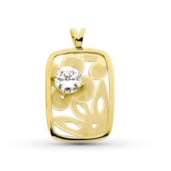 18K Colgante Oro Amarillo Amatista 5 Mm 23X14 Mm