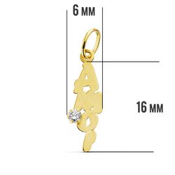 18K Colgante Oro Amarillo Amor Circonita 19X6 Mm