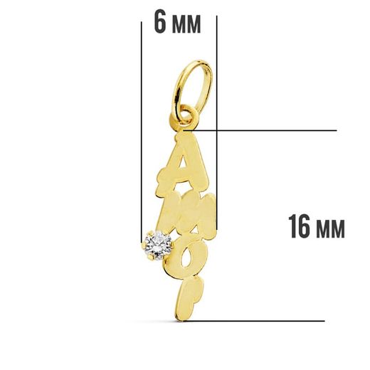 18K Colgante Oro Amarillo Amor Circonita 19X6 Mm