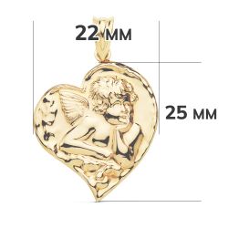 18K Colgante Oro Amarillo Angelito Corazon 25X22 Mm