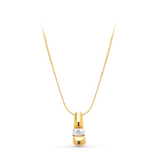 18K Colgante Oro Amarillo Brillante 16X6 Mm 0.05 Qts. Cadena 42 Cm