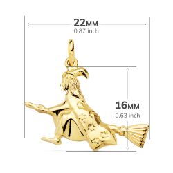 18K Colgante Oro Amarillo Bruja 22X16 Mm