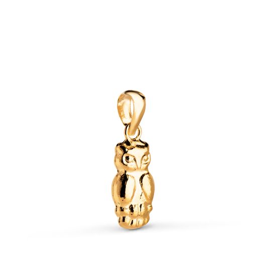 18K Colgante Oro Amarillo Buho Hueco En Brillo. Medida: 14 X 6 Mm