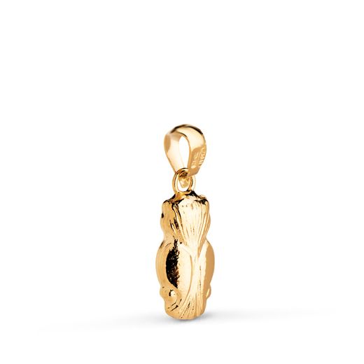 18K Colgante Oro Amarillo Buho Hueco En Brillo. Medida: 14 X 6 Mm