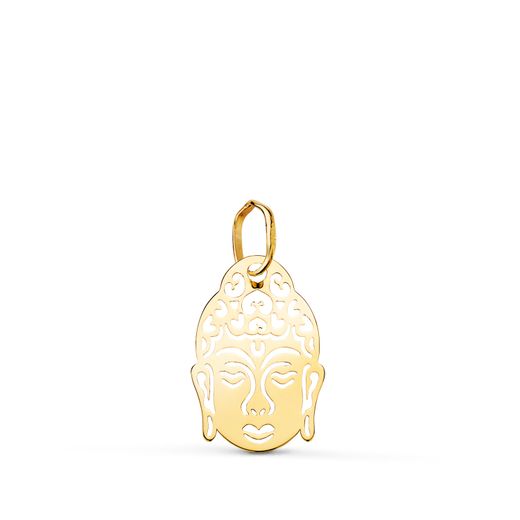 18K Colgante Oro Amarillo Cabeza De Buda Calado. Medida: 16 X 10 Mm
