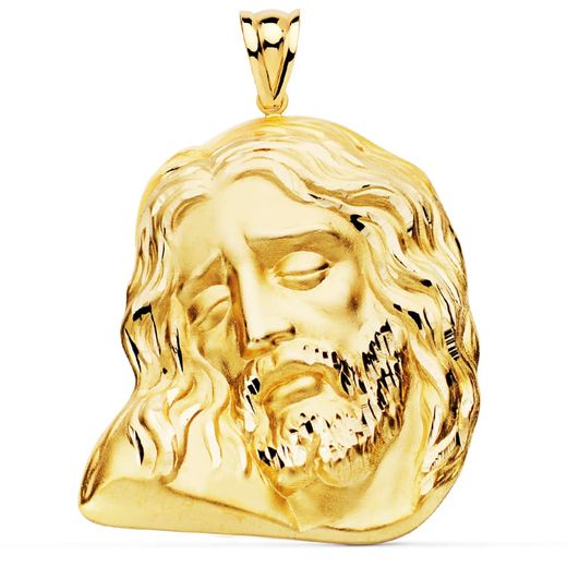 18K Colgante Oro Amarillo Cabeza De Cristo 42X35 Mm