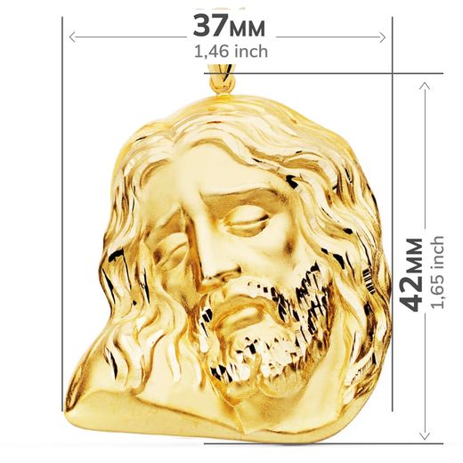 18K Colgante Oro Amarillo Cabeza De Cristo 42X35 Mm