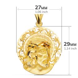 18K Colgante Oro Amarillo Cabeza De Cristo Aureola 29X27 Mm
