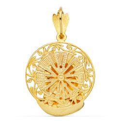 18K Colgante Oro Amarillo Cabeza De Cristo Aureola 29X27 Mm