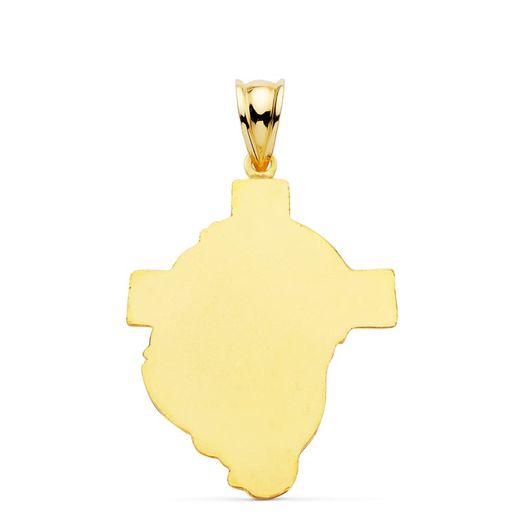 18K Colgante Oro Amarillo Cabeza De Cristo Con Cruz 35X25 Mm