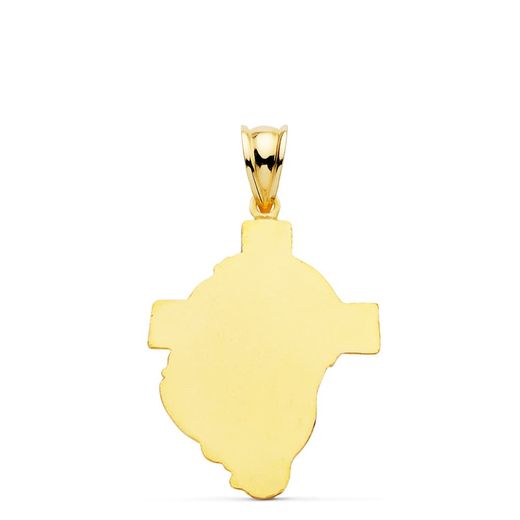 18K Colgante Oro Amarillo Cabeza De Cristo Cruz 31X21 Mm