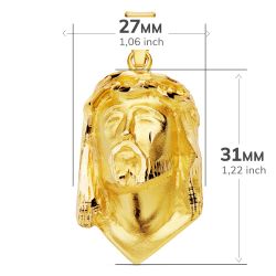 18K Colgante Oro Amarillo Cabeza De Cristo De Lagrima 28X17 Mm