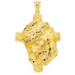 18K Colgante Oro Amarillo Cabeza De Cristo Fundido 48X38 Mm
