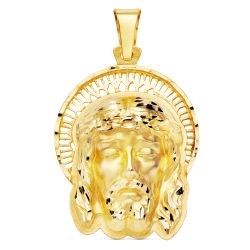 18K Colgante Oro Amarillo Cabeza De Cristo Orla 35X25 Mm