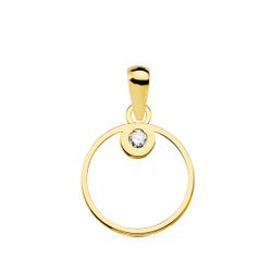 18K Colgante Oro Amarillo Circulo Circonita 12 Mm