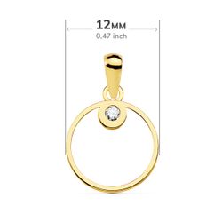 18K Colgante Oro Amarillo Circulo Circonita 12 Mm