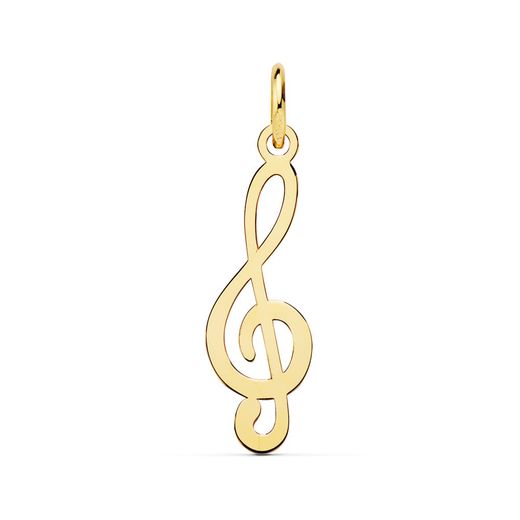 18K Colgante Oro Amarillo Clave De Sol. 21X8 Mm