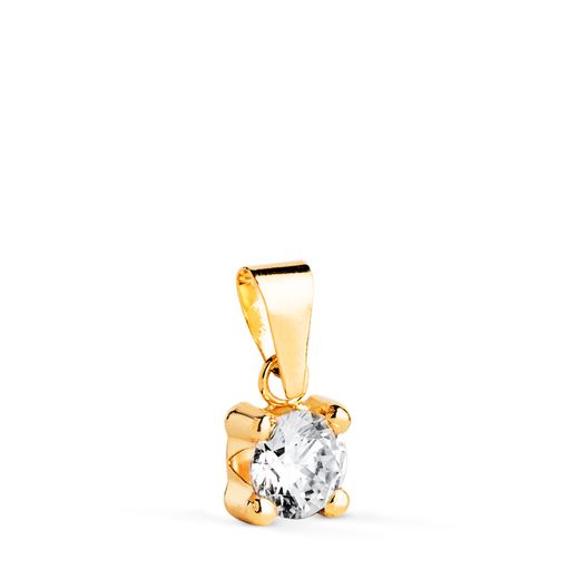 18K Colgante Oro Amarillo Con Circonita 5Mm Con 4 Garras. Ancho: 5,5 Mm.