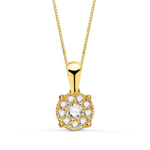 18K Colgante Oro Amarillo Con Diamantes 0,182Qts - Vs2 G. Med: 6.5Mm. Cadena 42 3Cm