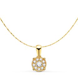 18K Colgante Oro Amarillo Con Diamantes 0,182Qts - Vs2 G. Med: 6.5Mm. Cadena 42 3Cm