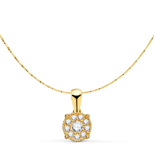 18K Colgante Oro Amarillo Con Diamantes 0,182Qts - Vs2 G. Med: 6.5Mm. Cadena 42 3Cm