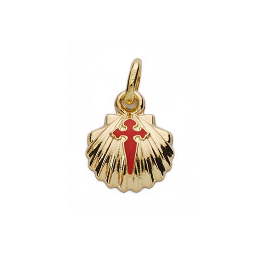 18K Colgante Oro Amarillo Concha De Santiago Simple 10 Mm