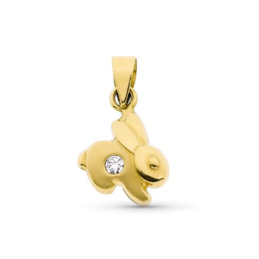 18K Colgante Oro Amarillo Conejo Con Circonita