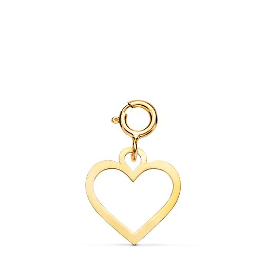 18K Colgante Oro Amarillo Corazon 11 X 10 Mm Con Reasa De 4.5 Mm