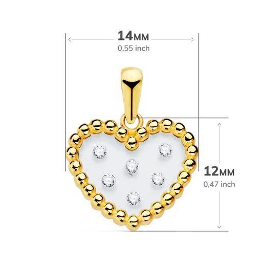 18K Colgante Oro Amarillo Corazon Airshine Transparente Con Circonita 14X12 Mm