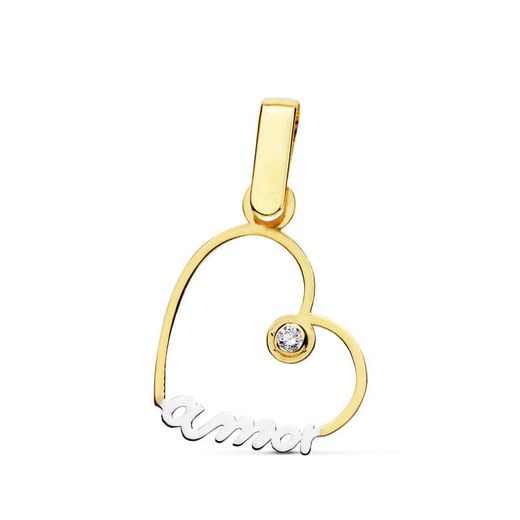 18K Colgante Oro Amarillo Corazon Amor 14X14 Mm