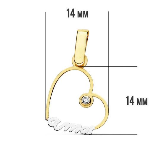 18K Colgante Oro Amarillo Corazon Amor 14X14 Mm