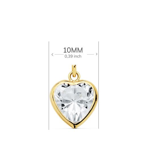 18K Colgante Oro Amarillo Corazon Circonita 10X10 Mm
