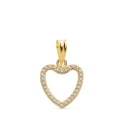 18K Colgante Oro Amarillo Corazon Circonita 13X13 Mm