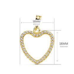 18K Colgante Oro Amarillo Corazon Circonita 16X16 Mm