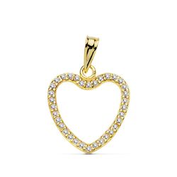 18K Colgante Oro Amarillo Corazon Circonita 16X16 Mm