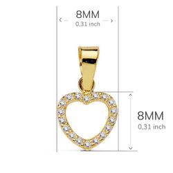 18K Colgante Oro Amarillo Corazon Circonita 8 Cm