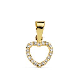 18K Colgante Oro Amarillo Corazon Circonita 8 Cm