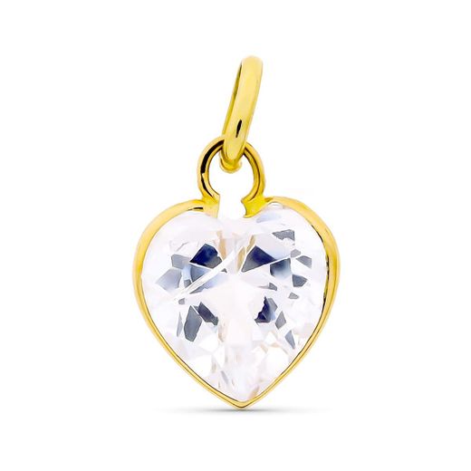 18K Colgante Oro Amarillo Corazon Circonita 9X10 Mm