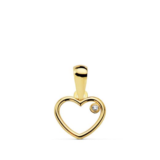 18K Colgante Oro Amarillo Corazon Circonita 9X8 Mm