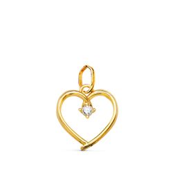 18K Colgante Oro Amarillo Corazon Con Circonita De 2 Mm 13X12 Mm