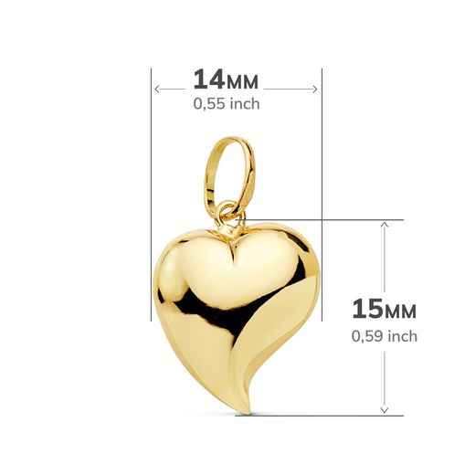 18K Colgante Oro Amarillo Corazon Liso 15X14 Mm